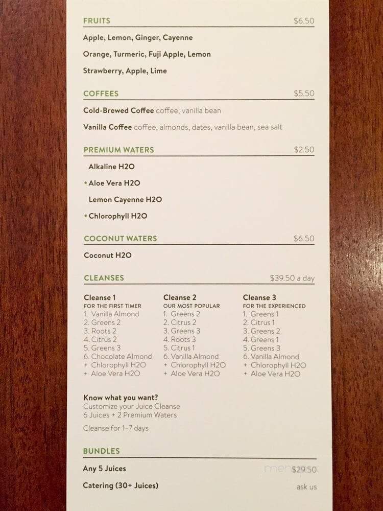 Pressed Juicery - New York, NY menu_pic