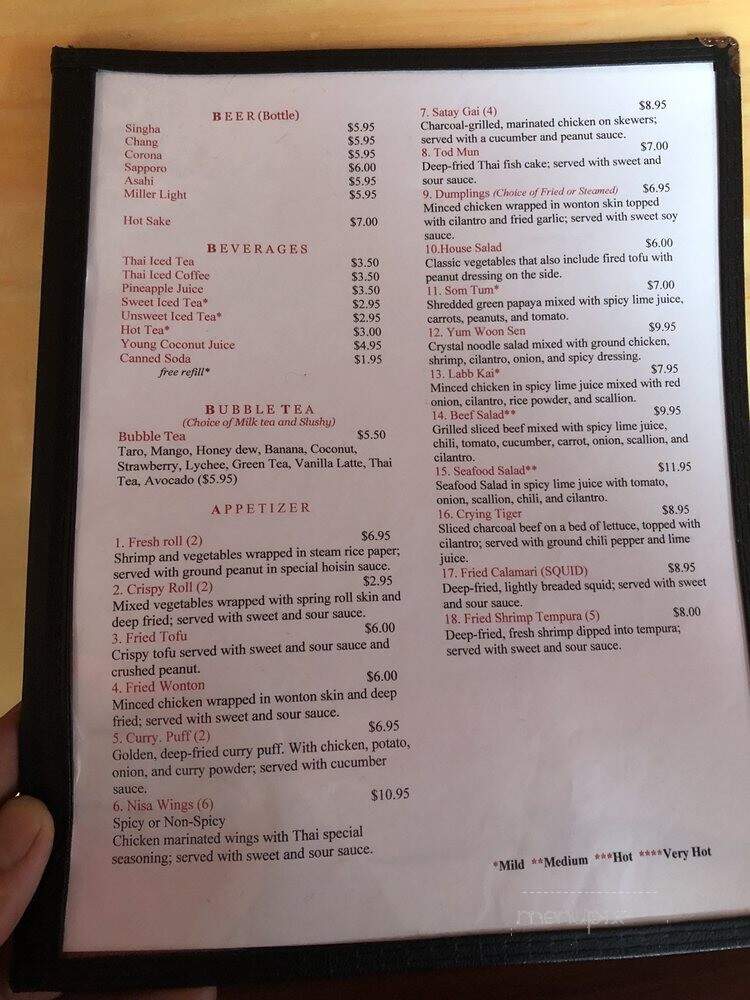 Nisa Thai - Richmond, VA menu_pic