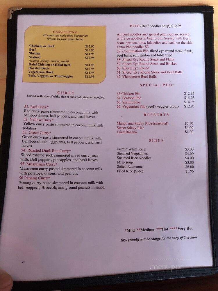 Nisa Thai - Richmond, VA menu_pic