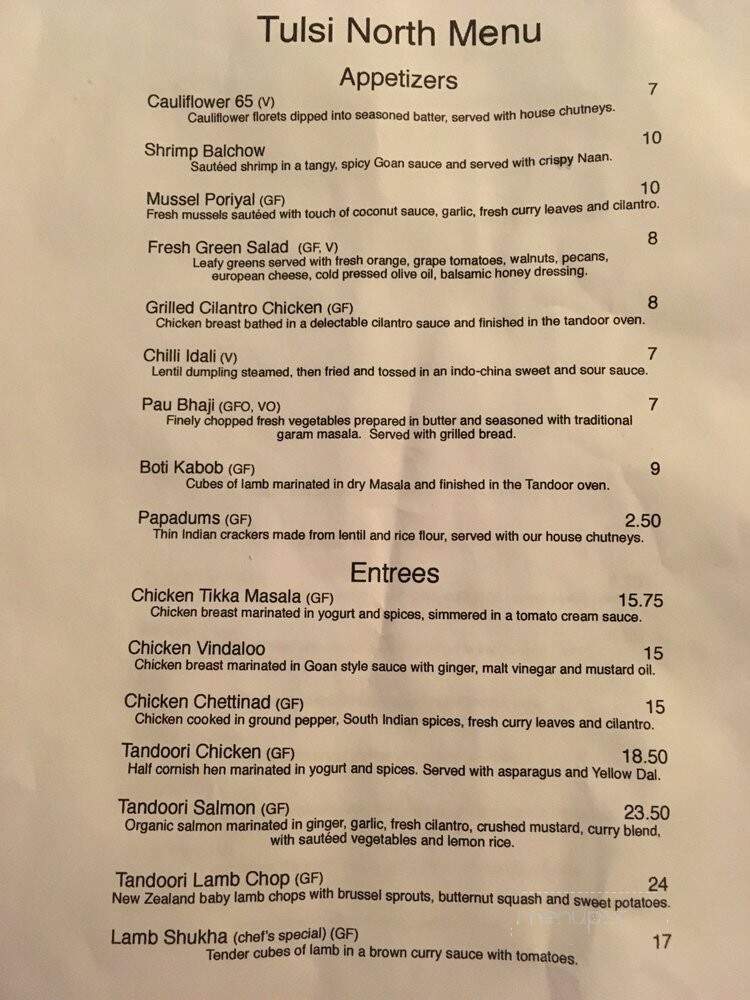Tulsi North - Wells, ME menu_pic