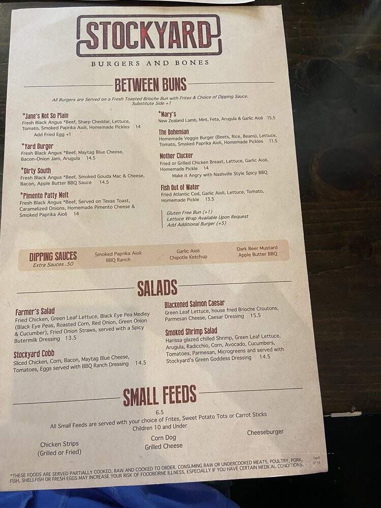 Stockyard Burgers & Bones - Atlanta, GA menu_pic