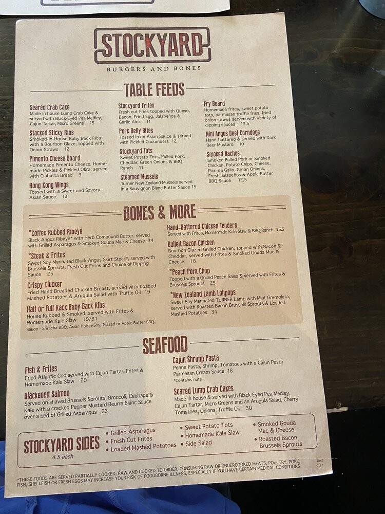 Stockyard Burgers & Bones - Atlanta, GA menu_pic