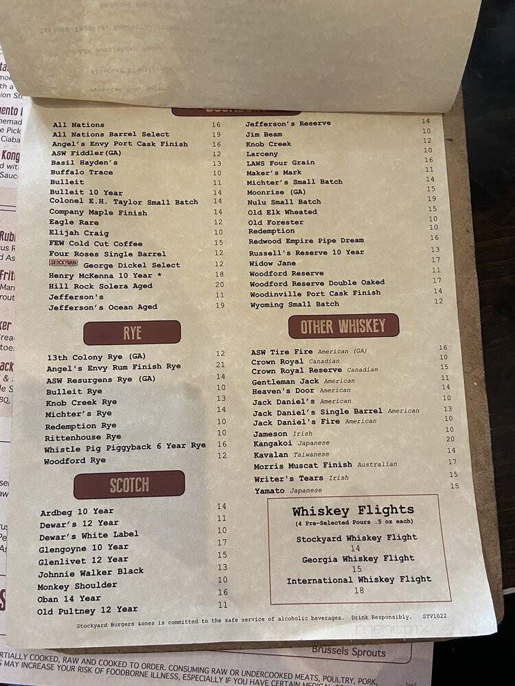 Stockyard Burgers & Bones - Atlanta, GA menu_pic