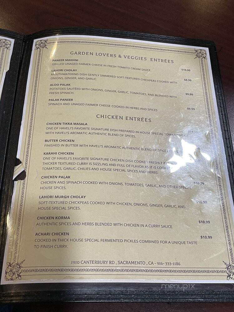 Haveli Restaurant & Banquet - Sacramento, CA menu_pic