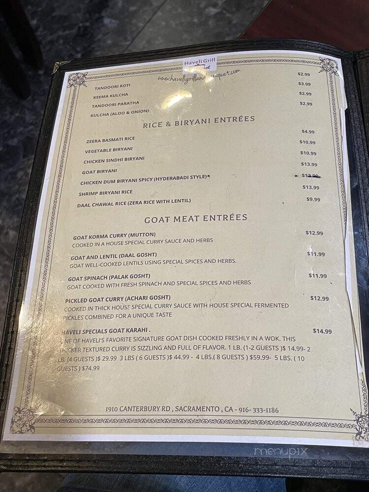 Haveli Restaurant & Banquet - Sacramento, CA menu_pic