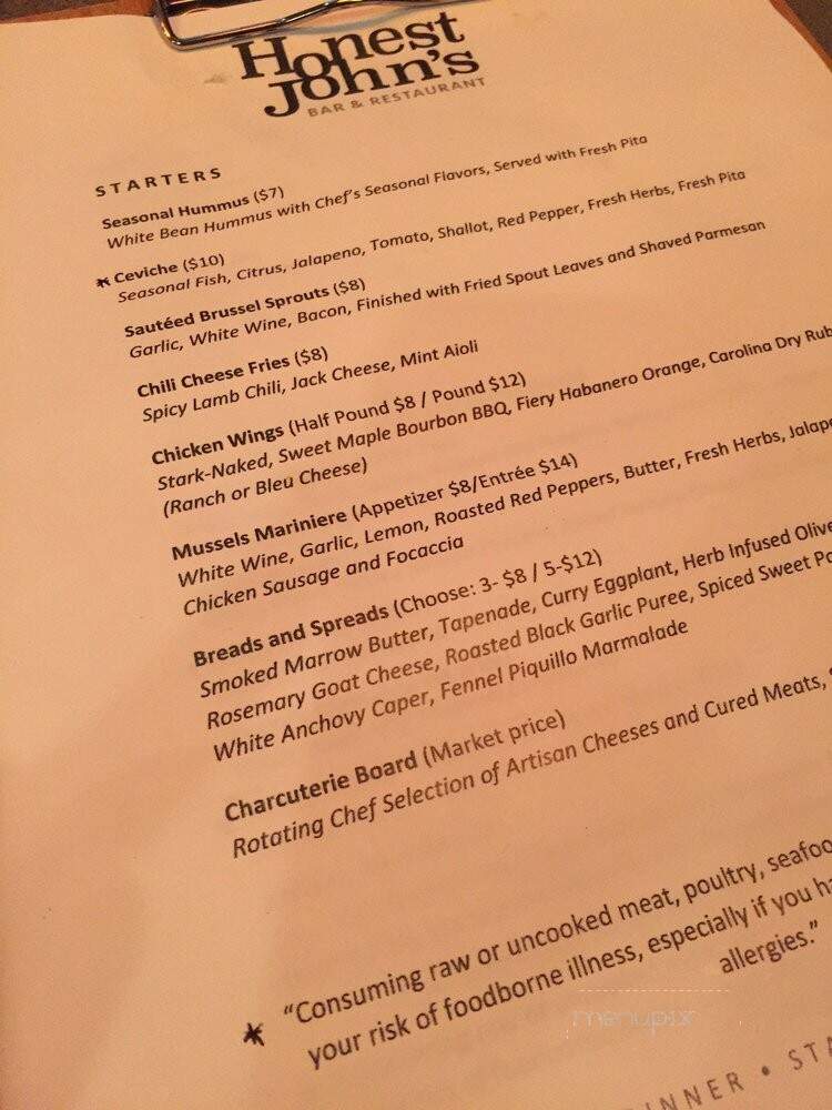 Honest John's Bar & Restaurant - Homestead, PA menu_pic