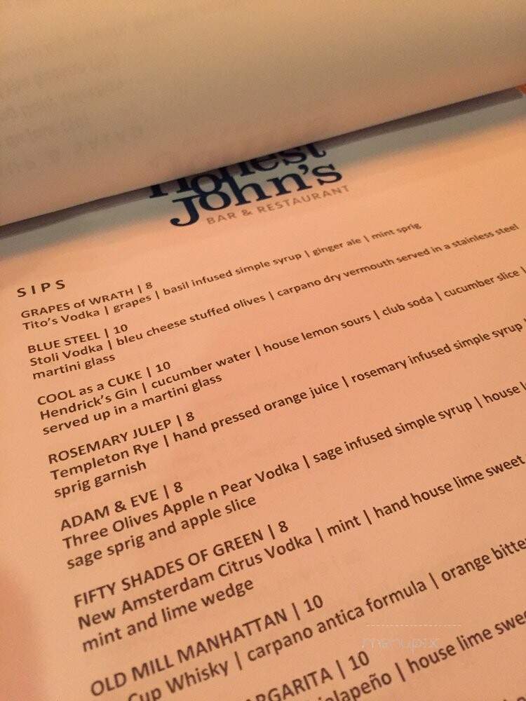 Honest John's Bar & Restaurant - Homestead, PA menu_pic