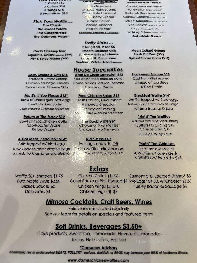 Dame's Chicken and Waffles - Cary, NC menu_pic