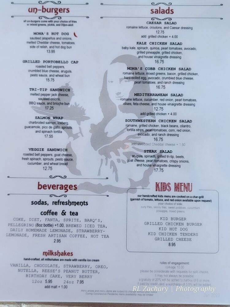 Mona's Burgers and Shakes - Concord, CA menu_pic