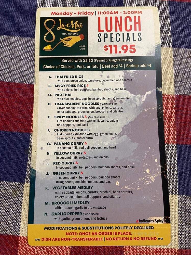La Mai Thai Cuisine - Fountain Hills, AZ menu_pic