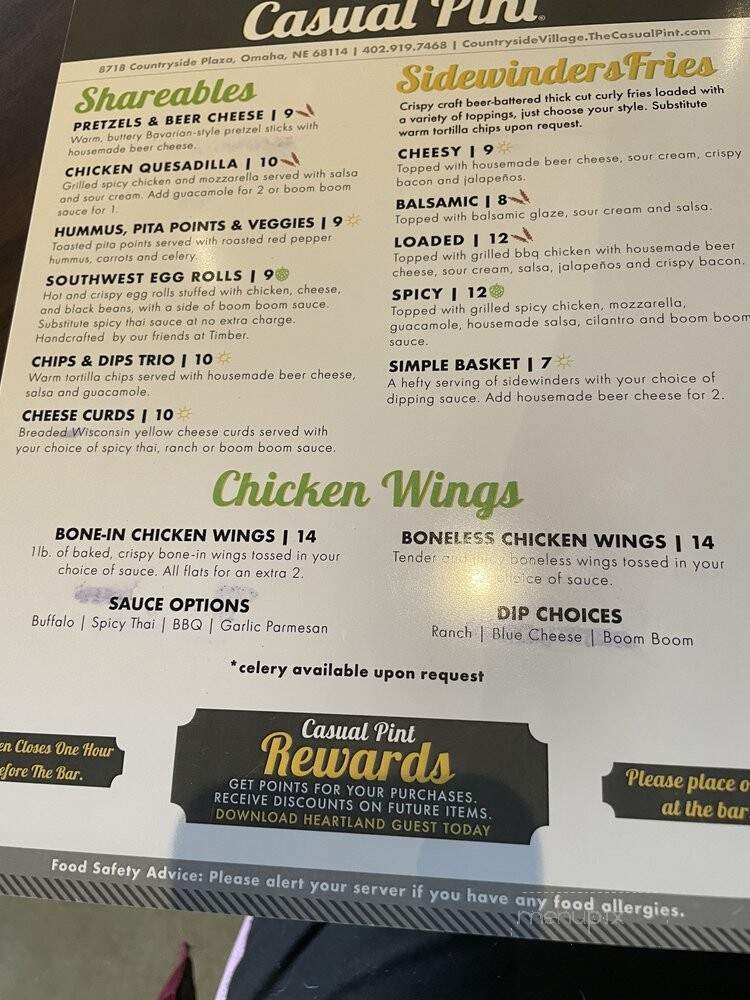 The Casual Pint - Omaha, NE menu_pic
