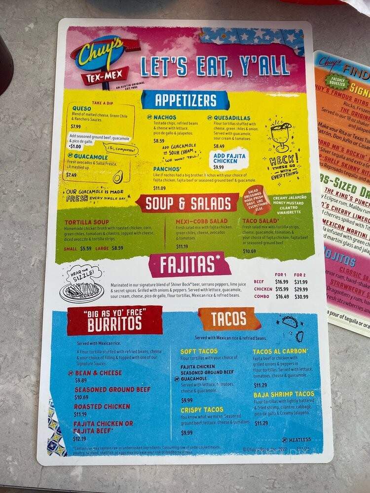 Chuy's - Chattanooga, TN menu_pic