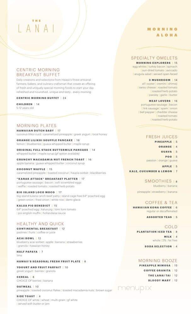 The Lanai - Honolulu, HI menu_pic
