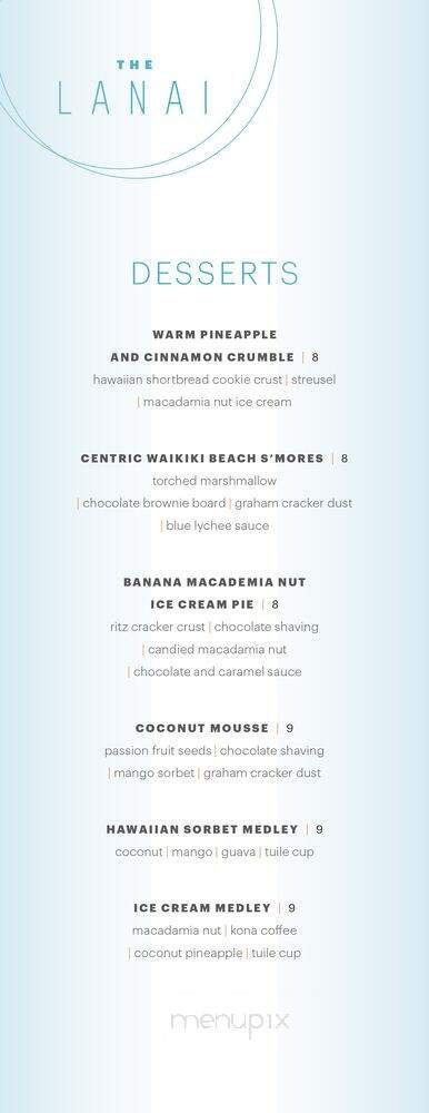 The Lanai - Honolulu, HI menu_pic