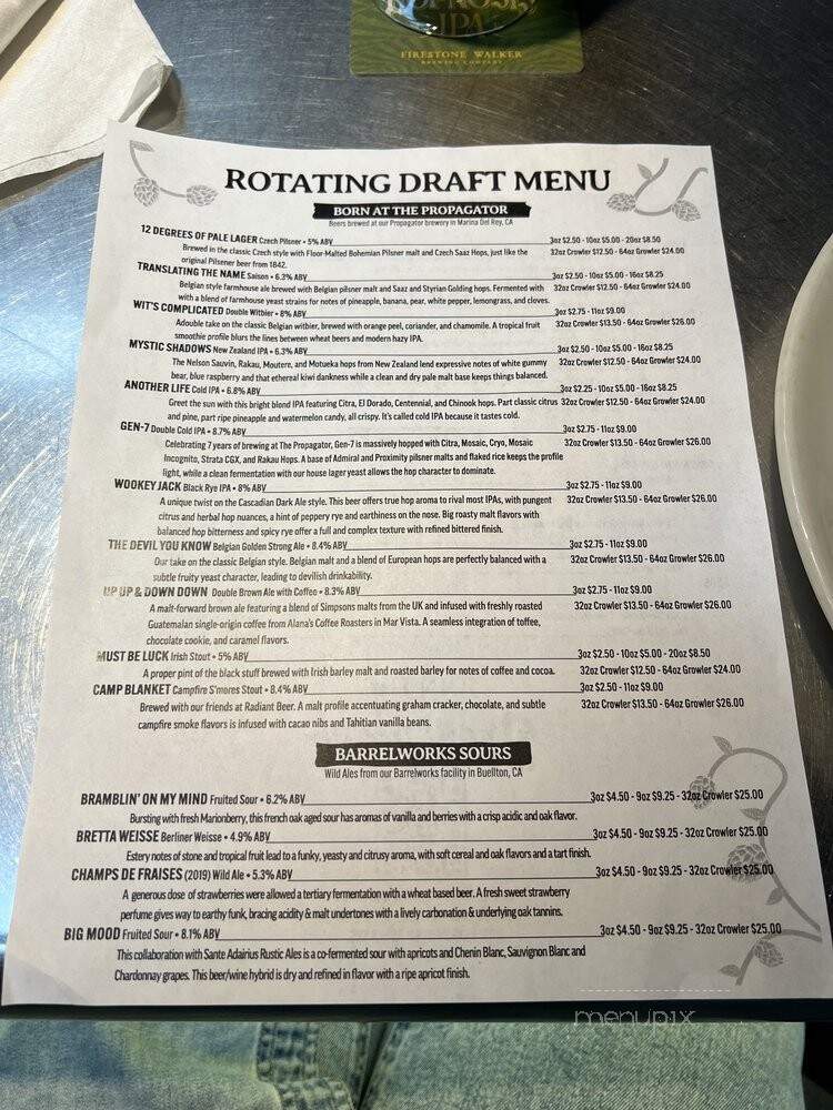 Firestone Walker - Marina del Rey, CA menu_pic