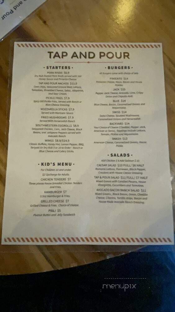 Tap and Pour - Warner Robins, GA menu_pic