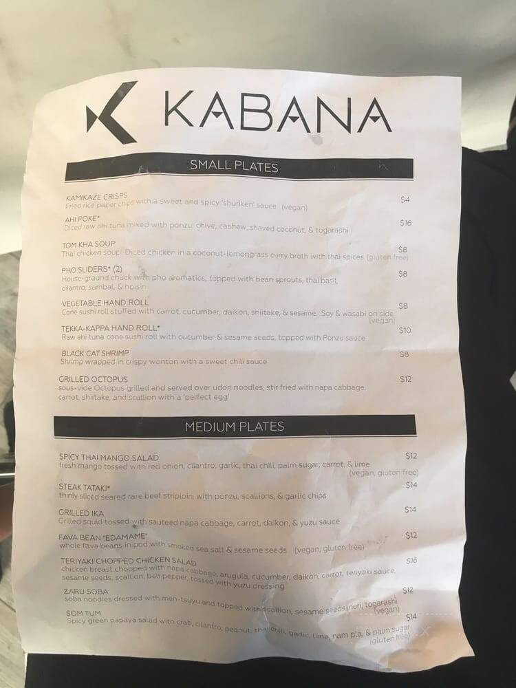 Kabana Rooftop - Richmond, VA menu_pic