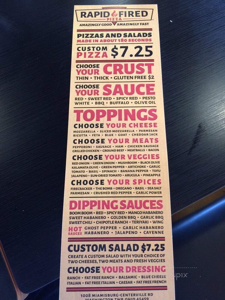 Rapid Fired Pizza - Middletown, OH menu_pic
