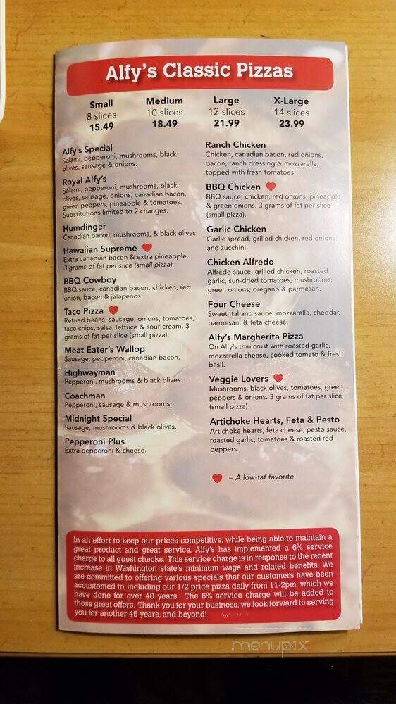 Alfy's Pizza - Oak Harbor, WA menu_pic