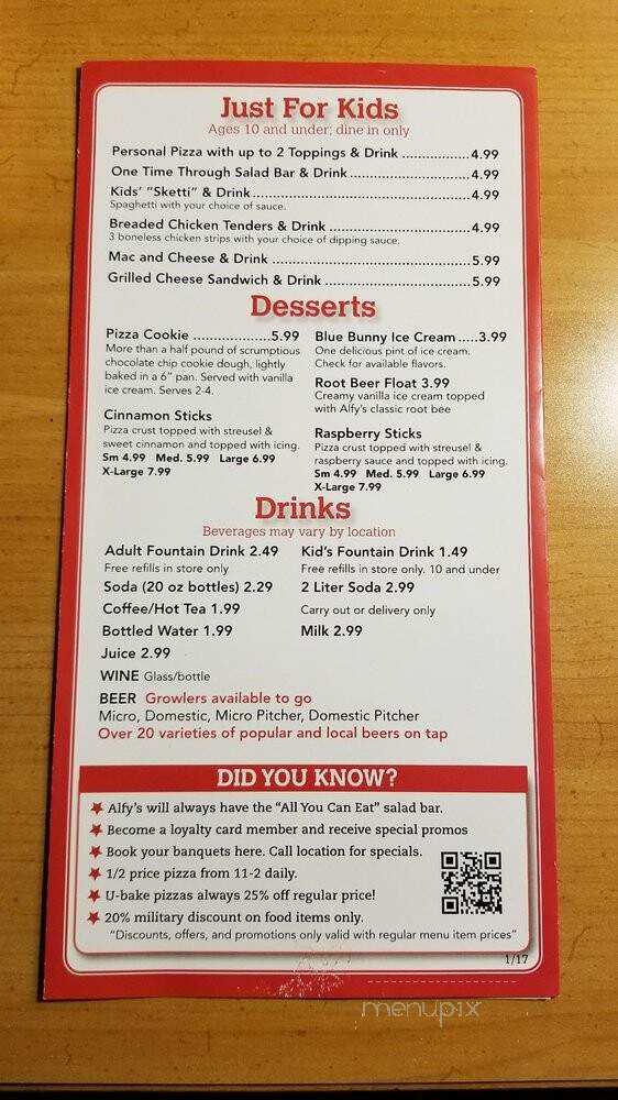Alfy's Pizza - Oak Harbor, WA menu_pic