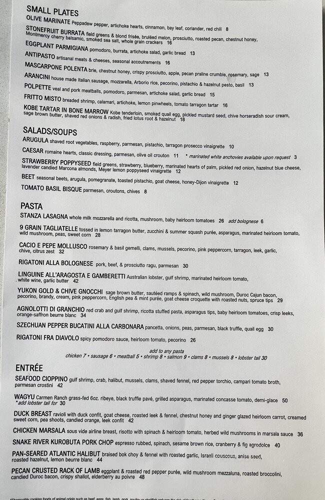 Stanza Italian Bistro & Wine Bar - Salt Lake City, UT menu_pic