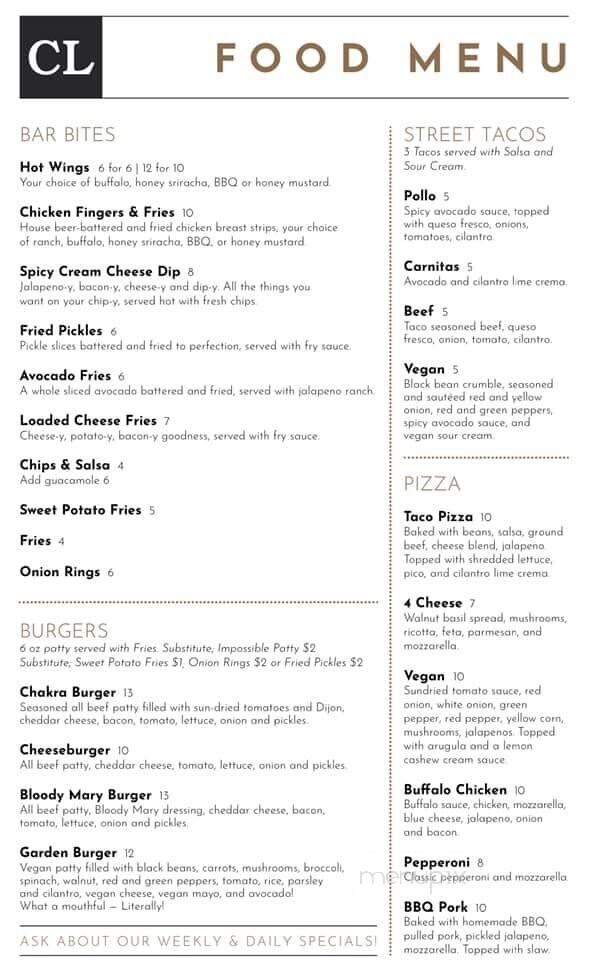 Chakra Lounge - Salt Lake City, UT menu_pic