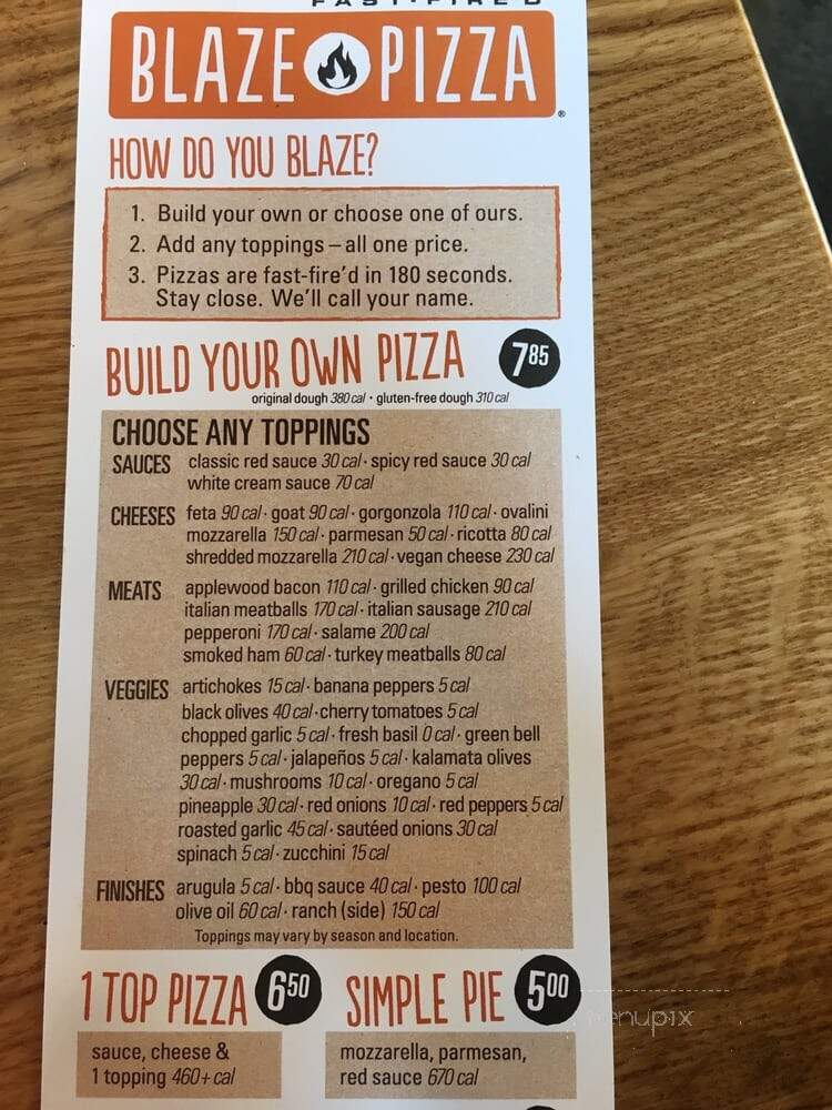 Blaze Fast-Fire'd Pizza - Asheville, NC menu_pic