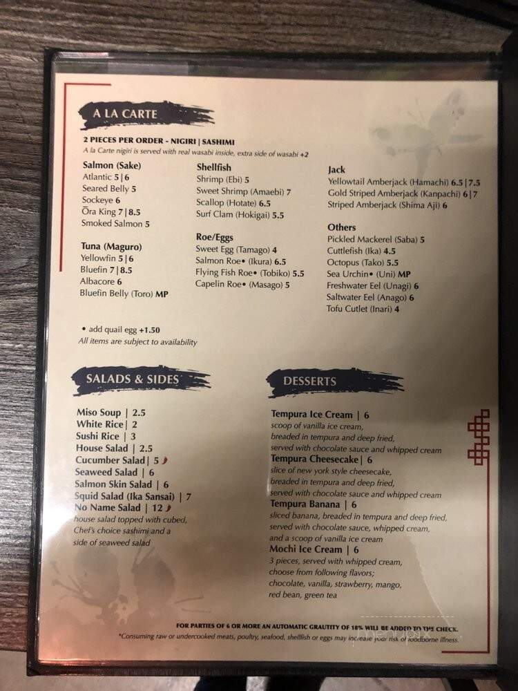 Sushi I - Coeur d'Alene, ID menu_pic