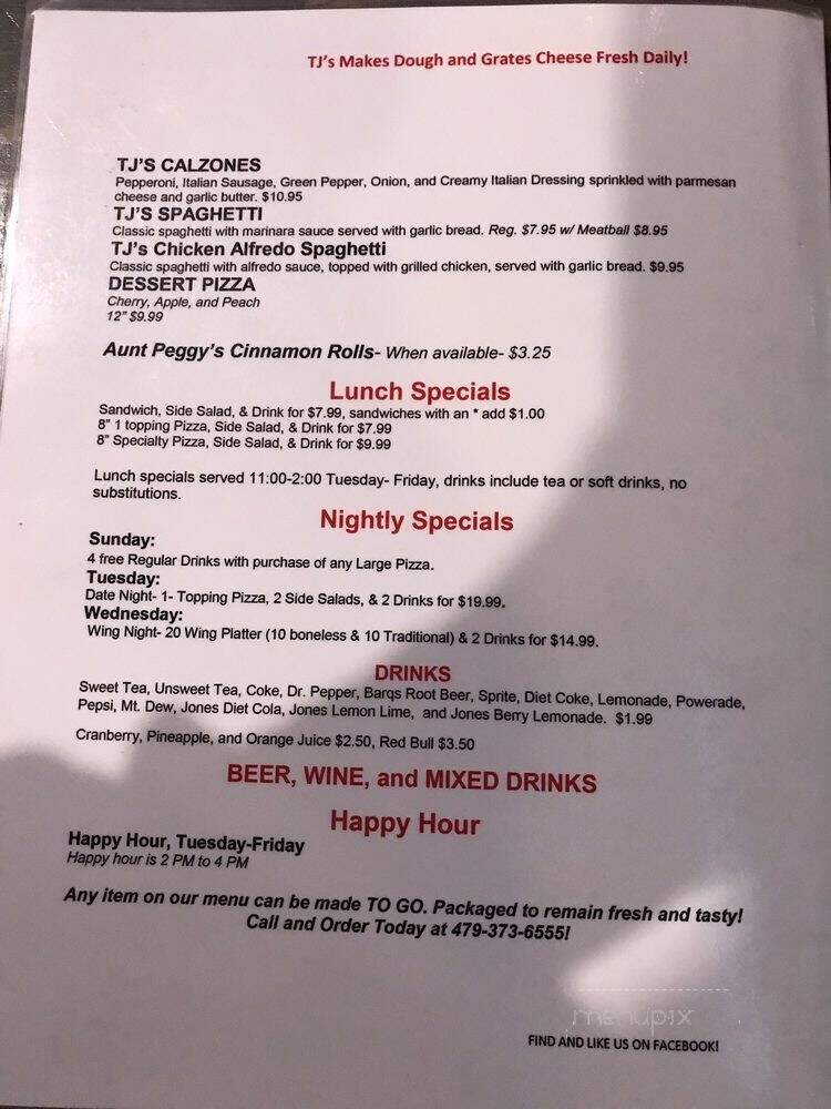 TJ's Pizza and Chicken - Siloam Springs, AR menu_pic