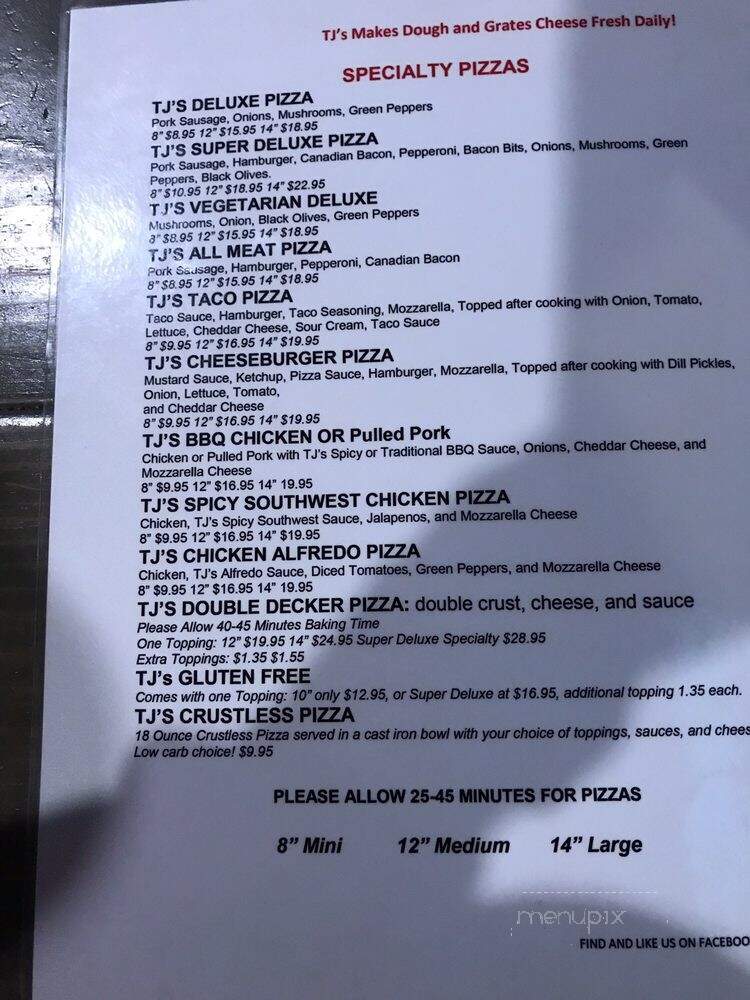 TJ's Pizza and Chicken - Siloam Springs, AR menu_pic