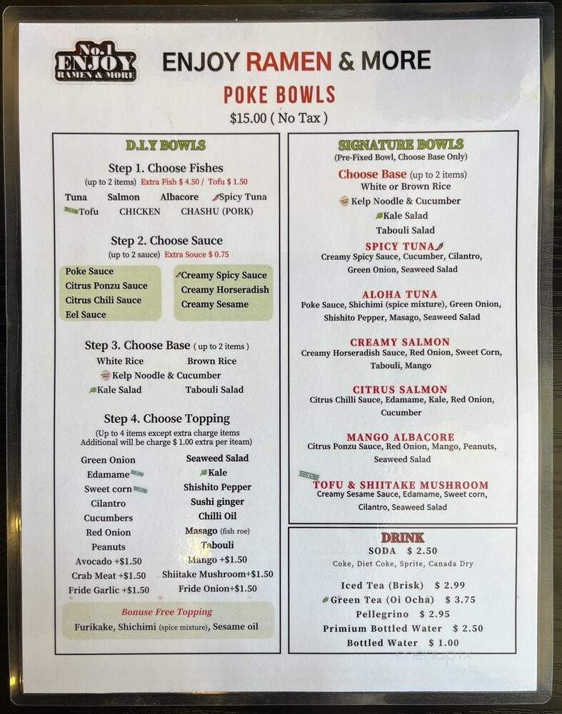 En Joy Bowls - Los Angeles, CA menu_pic
