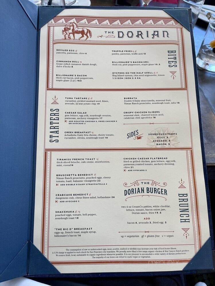 The Dorian - San Francisco, CA menu_pic