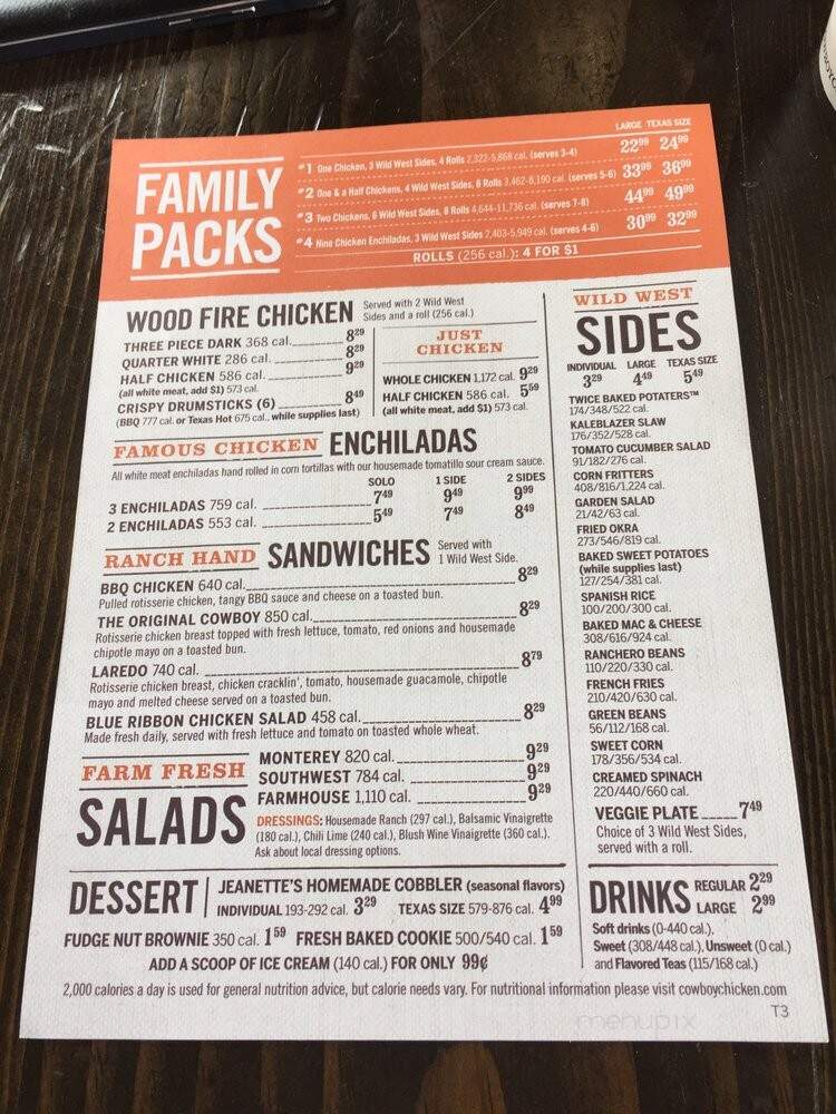 Cowboy Chicken - Irving, TX menu_pic