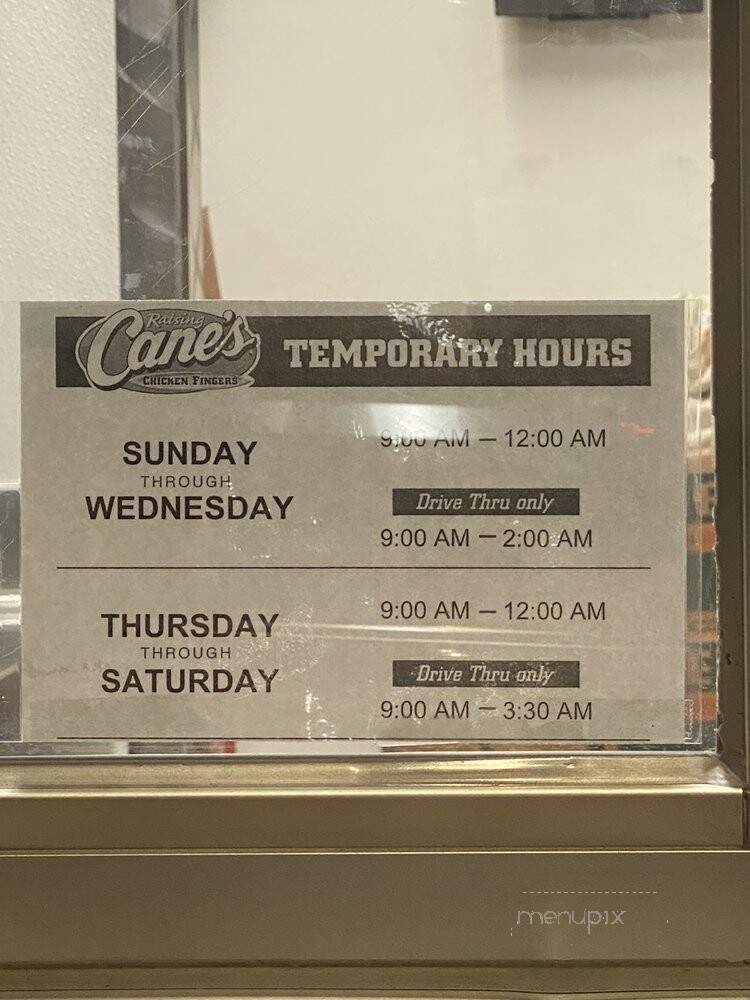 Raising Cane's Chicken Fingers - Laguna Hills, CA menu_pic