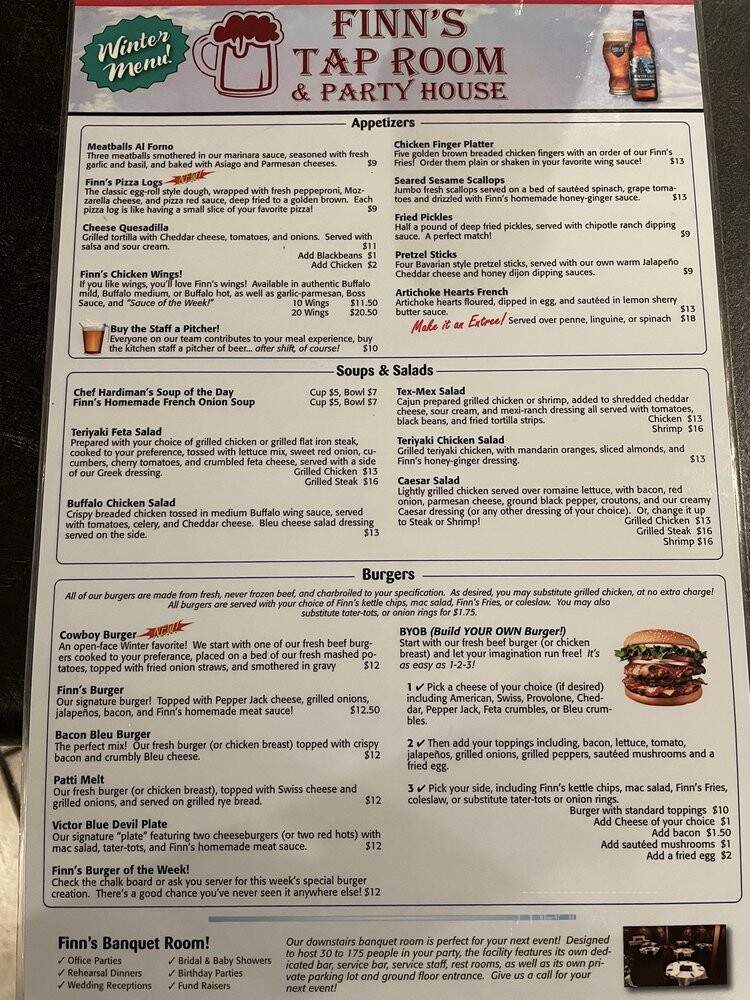 Finn's Tap Room - Victor, NY menu_pic