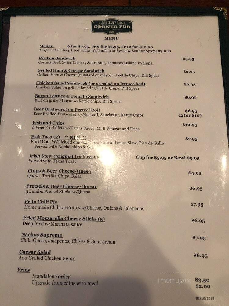 LT Corner Pub - Lakeway, TX menu_pic