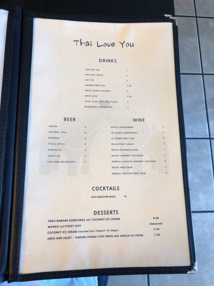 Thai Love You - San Jose, CA menu_pic