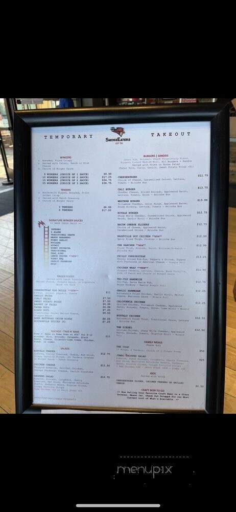 Smoke Eaters - San Jose, CA menu_pic