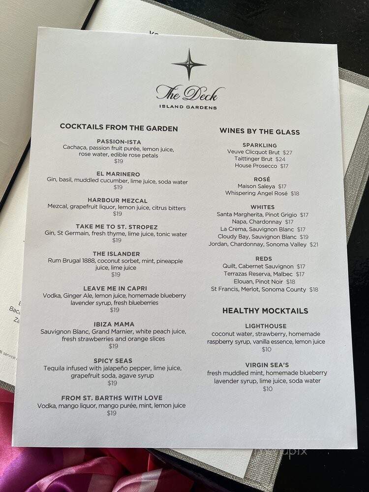 The Deck at Island Gardens - Miami, FL menu_pic