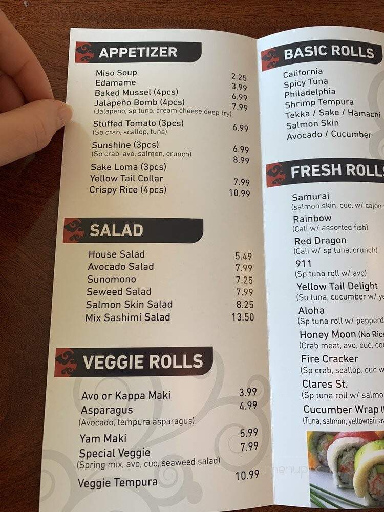 Wasabi Tapas - Capitola, CA menu_pic
