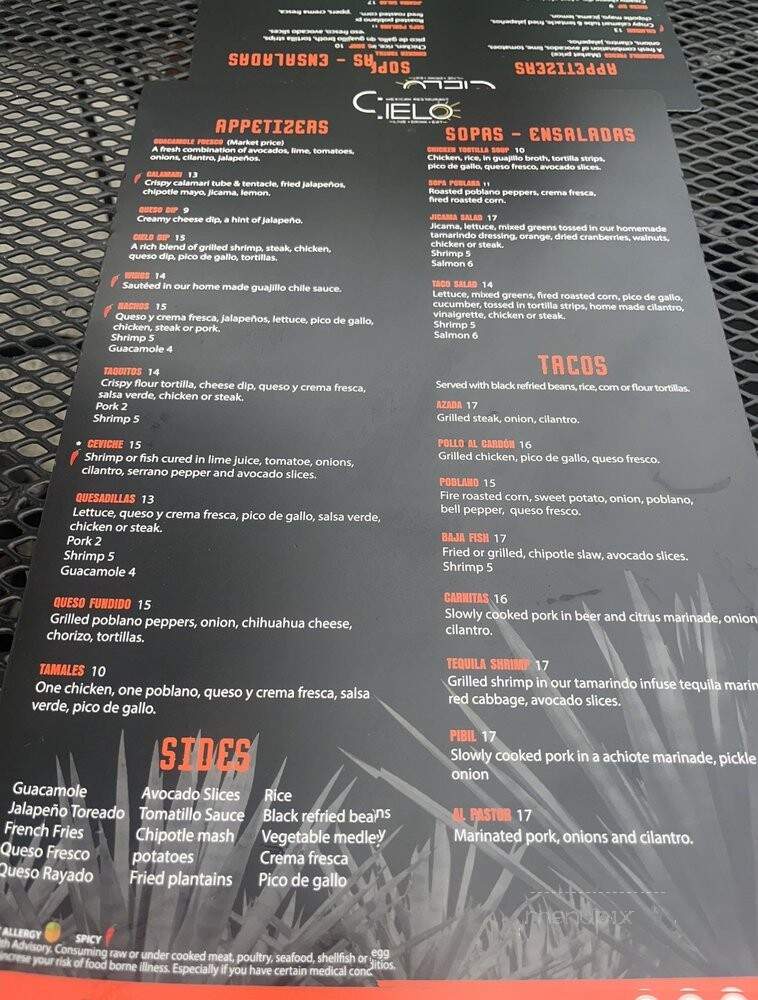 Cielo Mexican Restaurant - Braintree, MA menu_pic