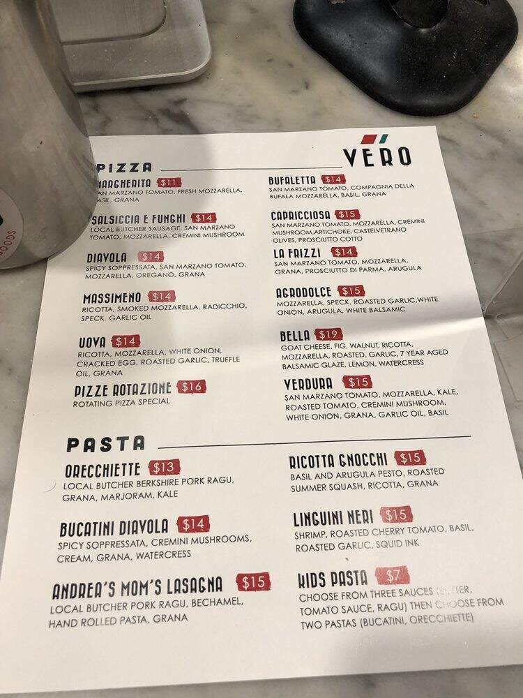 Vero Italian - Denver, CO menu_pic