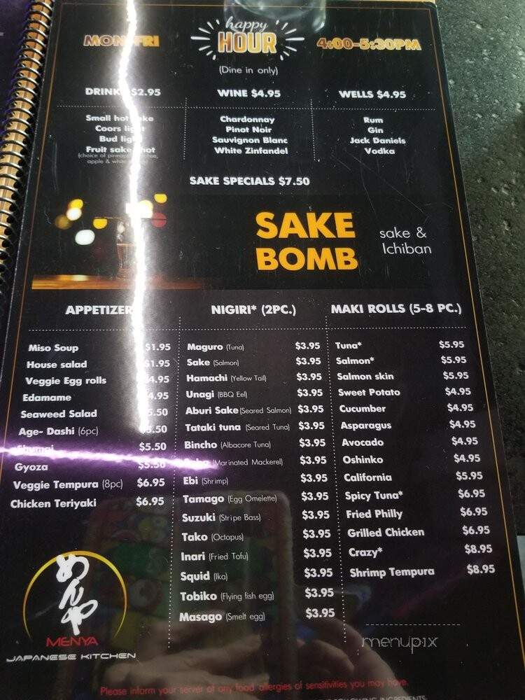 Menya Sushi Bar - Greenwood Village, CO menu_pic