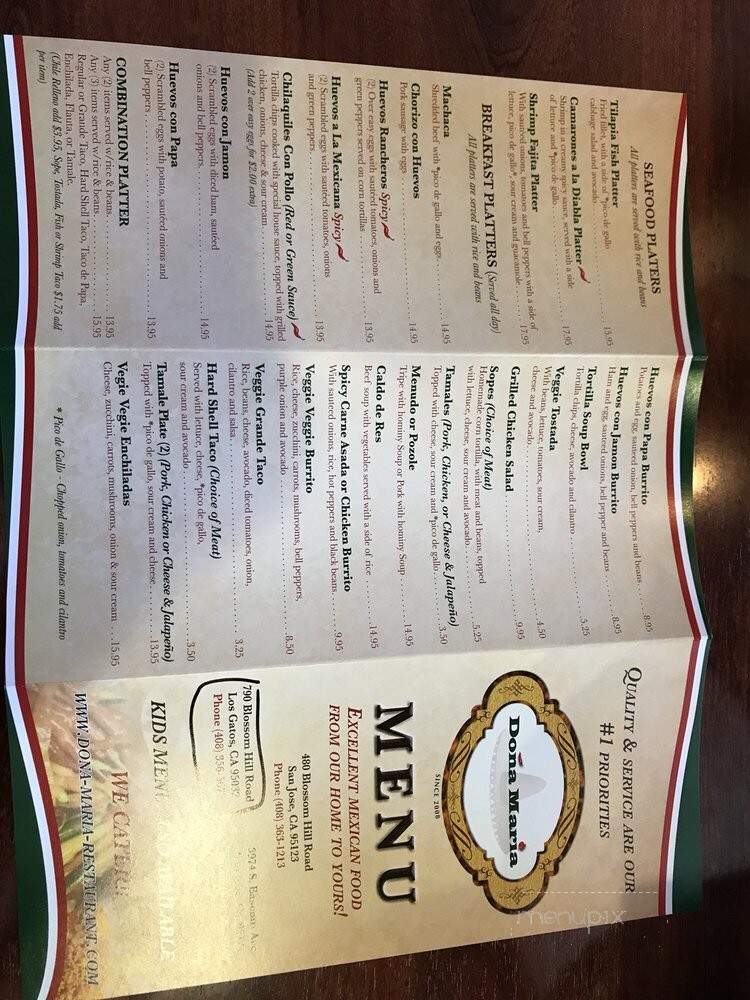 Dona Maria - Los Gatos, CA menu_pic