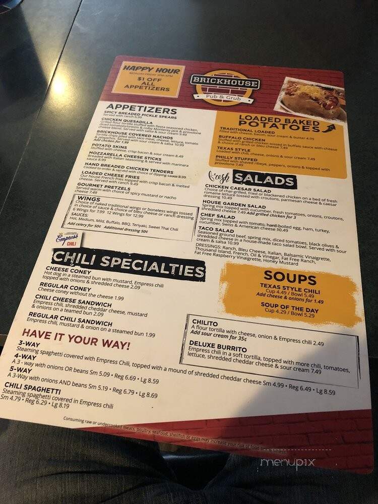 Brickhouse Pub & Grub - Florence, KY menu_pic