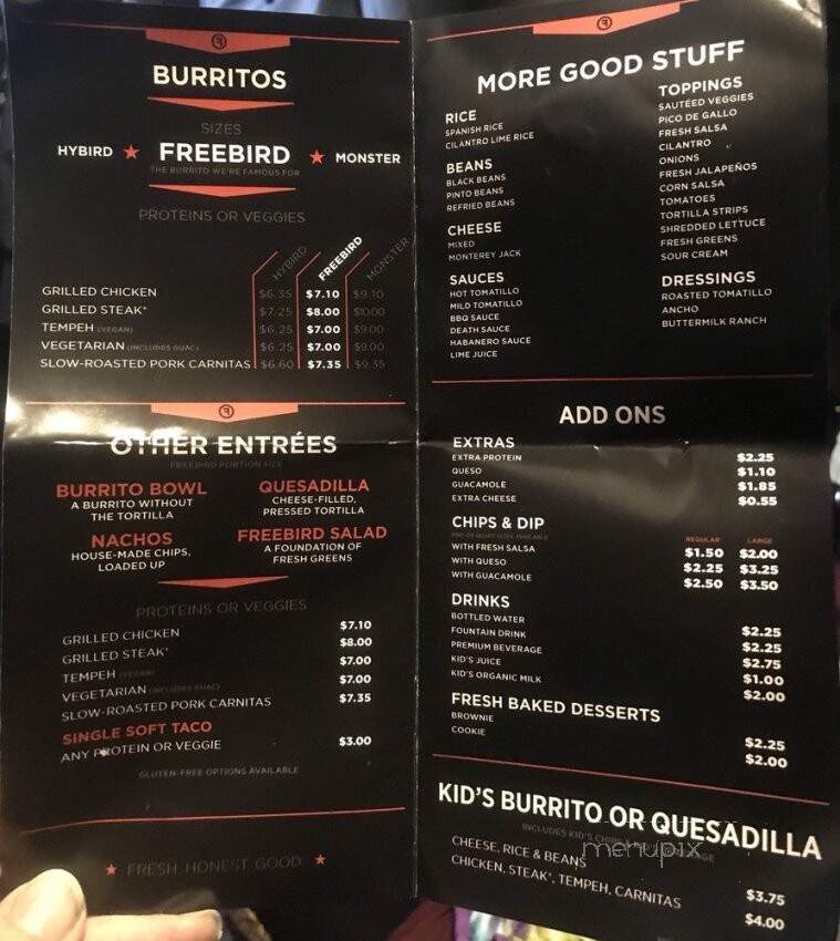 Freebirds World Burrito - New Braunfels, TX menu_pic