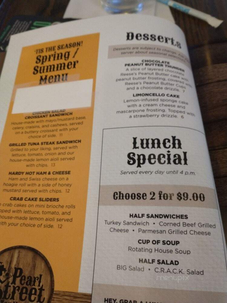 Pearl Street Taphouse - Jeffersonville, IN menu_pic