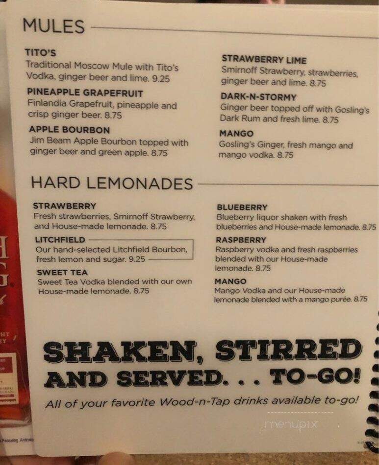 Wood-n-Tap Bar & Grill - Newington, CT menu_pic