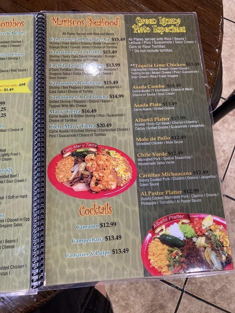 Green Iguana Mexican Restaurant - St. George, UT menu_pic