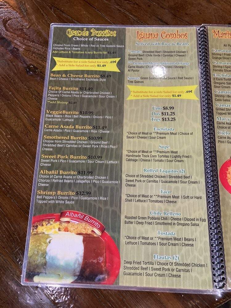 Green Iguana Mexican Restaurant - St. George, UT menu_pic